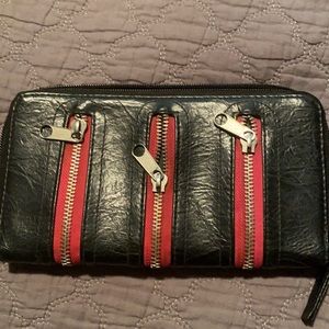 Torrid punk rock black and pink zippered wallet